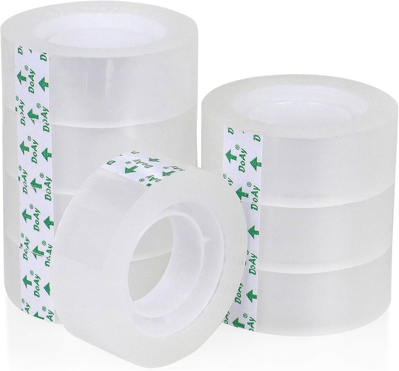 DOAY 8 Rolls Easy Tear Transparent Tape Refills - Gift Wrapping Tape for Dispensers - Crystal Clear, Effortless Tear, Strong Adhesion - Invisible Tape 3/4 in x 1000 in for Office, School, Home - Image 1